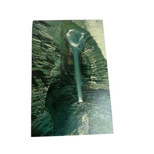 Vintage Watkins Glen State Park Cavern Cascade Postcard Lusterchrome NY #13